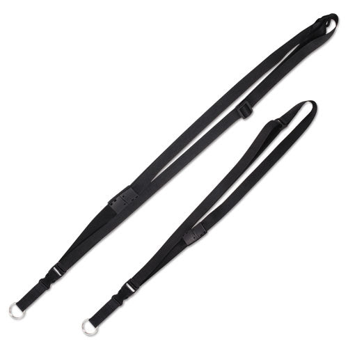 Deluxe Lanyards, Ring Style, 26"-48"" Long, Black, 12-pack