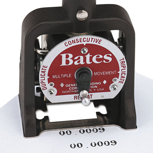 Multiple Movement Numbering Machine, Six Wheels, Re-inkable, Size E, Black
