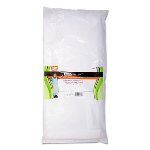 Disposable Apron, Polypropylene, One Size Fits All, White, 100-pack