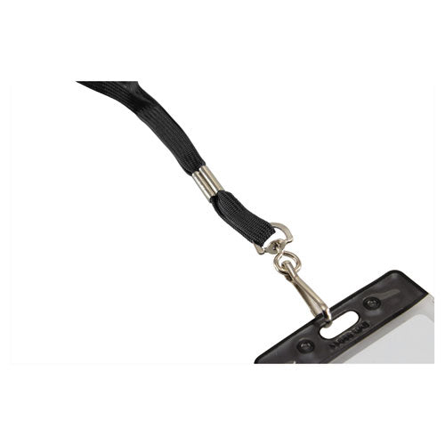 Flat Lanyard W-hook, 36", Nylon, Black, 100-pack