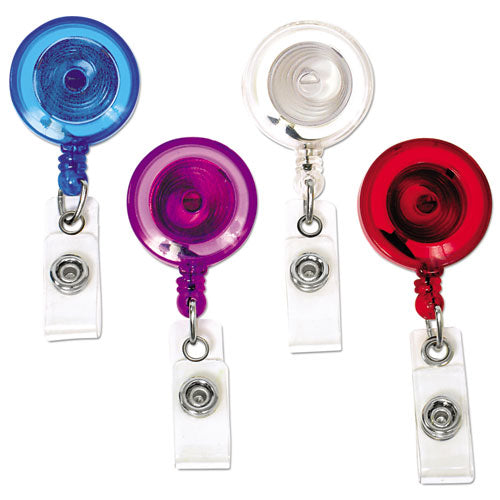 Id Slide-style Belt Clip Card Reels, 30" Extension, Translucent-red-blue-purple