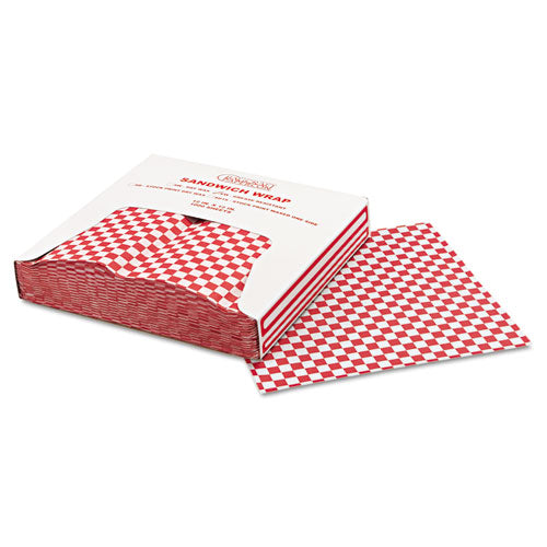 Grease-resistant Paper Wraps And Liners, 12 X 12, Red Check, 1000-box, 5 Boxes-carton