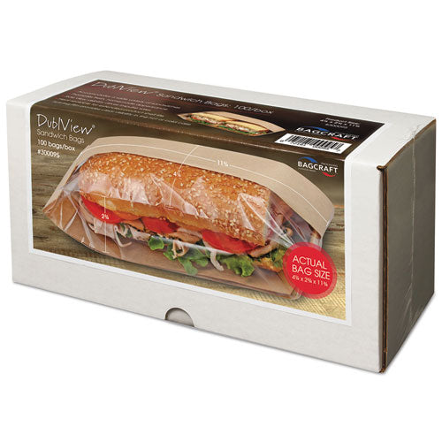 Dubl View Sandwich Bags, 2.35 Mil, 9.5" X 2.75", Natural Brown, 500-carton