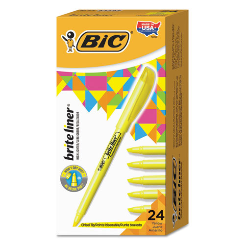 Brite Liner Highlighter, Chisel Tip, Yellow, 24-pack
