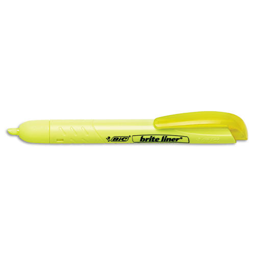 Brite Liner Retractable Highlighter, Chisel Tip, Fluorescent Yellow, Dozen