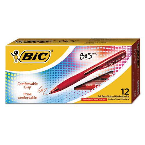 Bu3 Retractable Ballpoint Pen, Bold 1 Mm, Red Ink-barrel, Dozen
