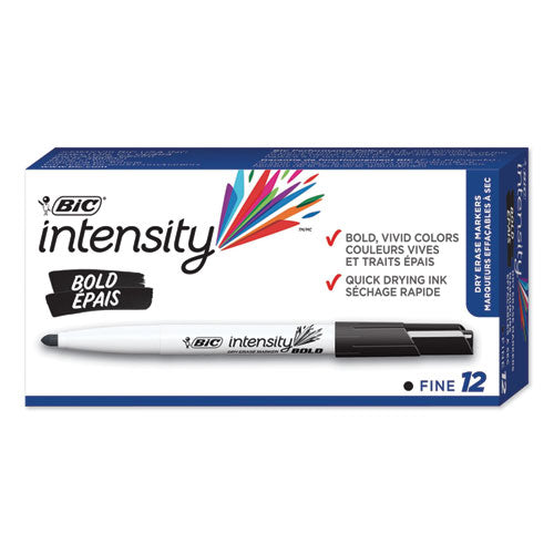 Intensity Bold Pocket-style Dry Erase Marker, Fine Bullet Tip, Black, Dozen
