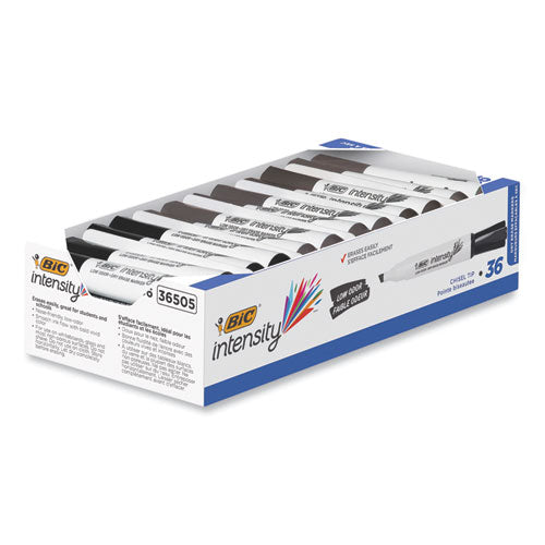 Intensity Low Odor Dry Erase Marker, Broad Chisel Tip, Black, 36-pack