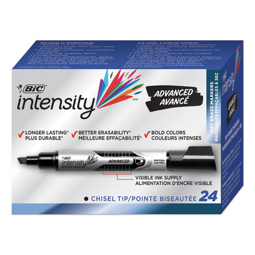 Intensity Tank-style Advanced Dry Erase Marker, Broad Bullet Tip, Black, 24-pack