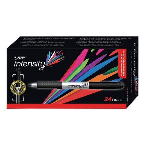 Intensity Permanent Marker, Fine Bullet Tip, Black, 24-pack