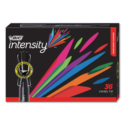 Intensity Chisel Tip Permanent Marker, Broad, Black, 36-pack