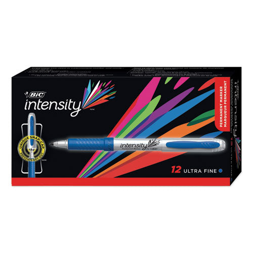 Intensity Ultra Permanent Marker, Extra-fine Needle Tip, Deep Sea Blue, Dozen