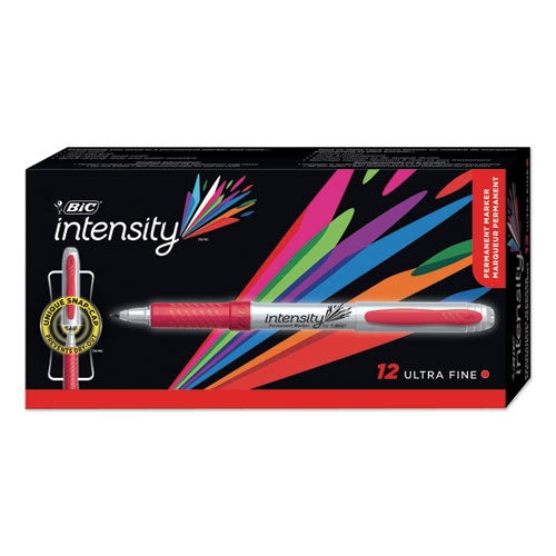 Intensity Ultra Permanent Marker, Extra-fine Needle Tip, Rambunctious Red, Dozen