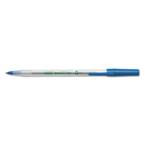 Ecolutions Round Stic Stick Ballpoint Pen, 1mm, Black Ink, Clear Barrel, 50-pack