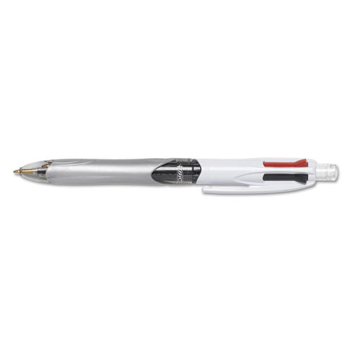 3 + 1 Retractable Ballpoint Pen-pencil, Black-blue-red Ink, Gray-white Barrel