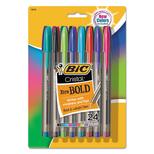 Cristal Xtra Bold Stick Ballpoint Pen, 1.6mm, Black Ink, Clear Barrel, Dozen