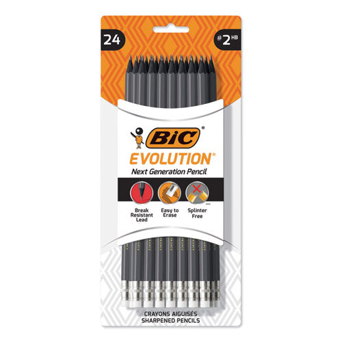 Evolution Pencil, Hb (#2), Black Lead, Gray Barrel, 24-pack