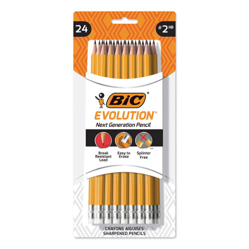 Evolution Pencil, Hb (#2), Black Lead, Yellow Barrel, 24-pack