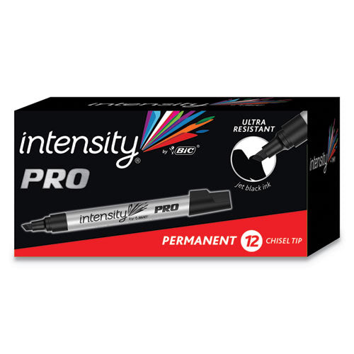 Intensity Metal Pro Chisel Tip Permanent Marker, Broad, Black, Dozen