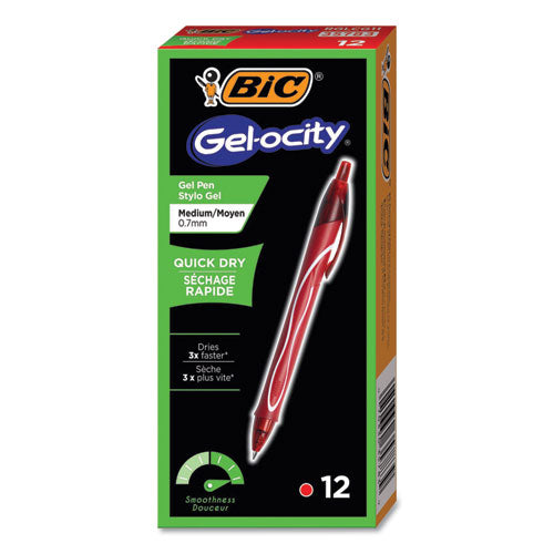 Gel-ocity Quick Dry Retractable Gel Pen, Fine 0.7mm, Red Ink-barrel, Dozen