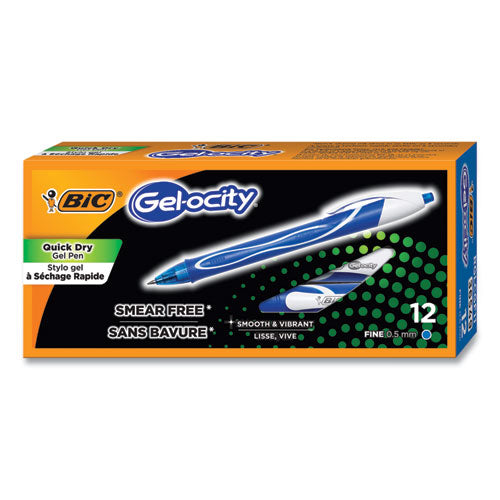 Gel-ocity Quick Dry Retractable Gel Pen, Fine 0.5 Mm, Blue Ink-barrel, Dozen