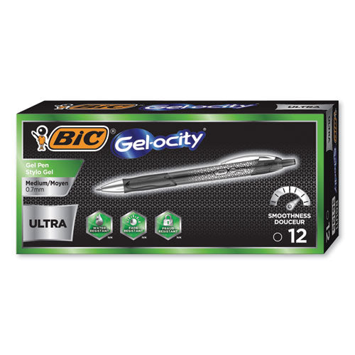 Gel-ocity Ultra Retractable Gel Pen, Medium 0.7 Mm, Black Ink-barrel, Dozen