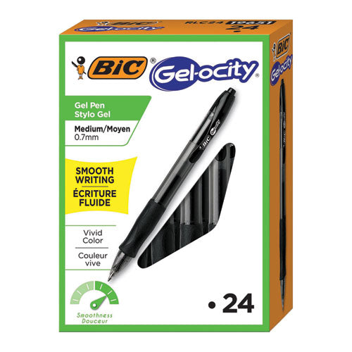 Gel-ocity Retractable Gel Pen, Medium 0.7 Mm, Black Ink-barrel, 24-pack