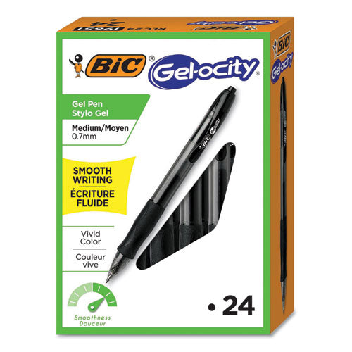 Gel-ocity Retractable Gel Pen, Medium 0.7 Mm, Black Ink-barrel, 24-pack