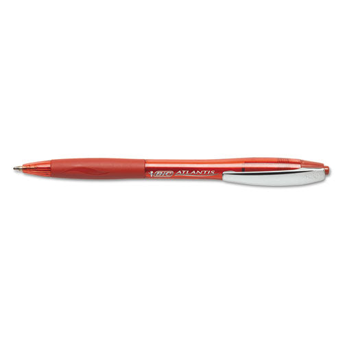 Atlantis Retractable Ballpoint Pen, Medium 1mm, Red Ink-barrel, Dozen