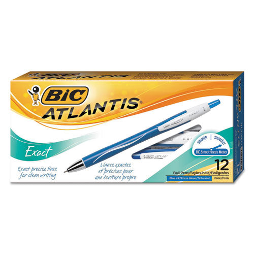 Atlantis Exact Retractable Ballpoint Pen, Fine 0.7 Mm, Blue Ink-barrel, Dozen