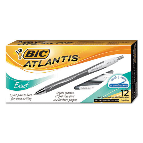 Atlantis Exact Retractable Ballpoint Pen, 0.7 Mm, Black Ink-barrel, Dozen
