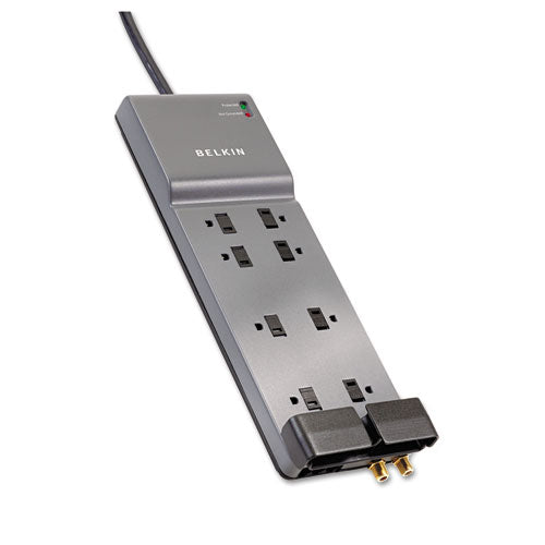 Home-office Surge Protector, 8 Outlets, 6 Ft Cord, 3550 Joules, Gray
