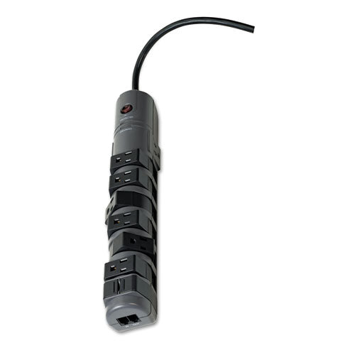 Pivot Plug Surge Protector, 8 Outlets, 6 Ft Cord, 1800 Joules, Gray