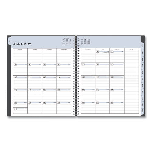 Passages Monthly Wirebound Planner, 10 X 8, Charcoal, 2021