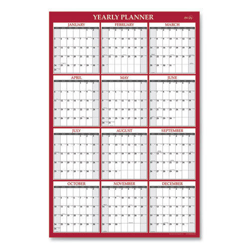 Laminated Wall Calendar, 48 X 32, Red-white, 2022