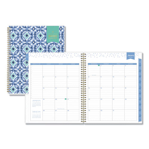 Day Designer Tile Weekly-monthly Planner, 8 X 5, Blue-white Cover, 2021