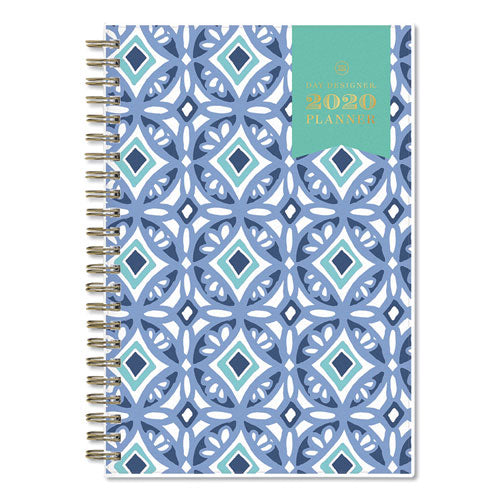 Day Designer Tile Weekly-monthly Planner, 8 X 5, Blue-white Cover, 2021