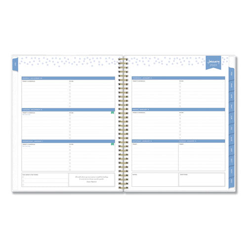 Day Designer Tile Weekly-monthly Planner, 11 X 8.5, Blue-white Cover, 2021
