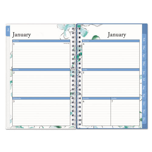 Lindley Weekly-monthly Wirebound Planner, 8 X 5, White-blue, 2021
