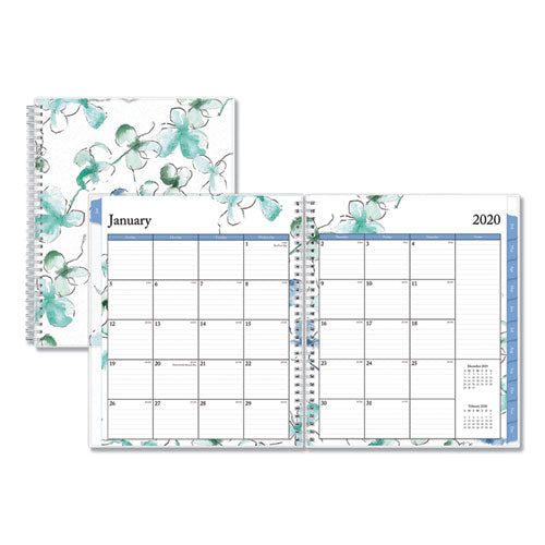 Lindley Monthly Wirebound Planner, 10 X 8, White-blue, 2021