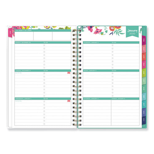 Day Designer Cyo Weekly-monthly Planner, 8 X 5, White-floral, 2021