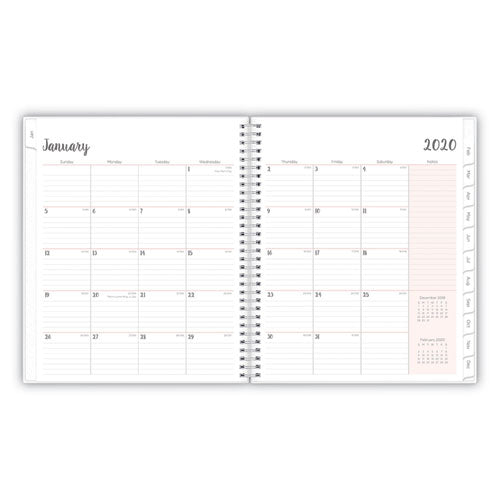 Joselyn Monthly Wirebound Planner, 10 X 8, Light Pink-peach-black, 2021