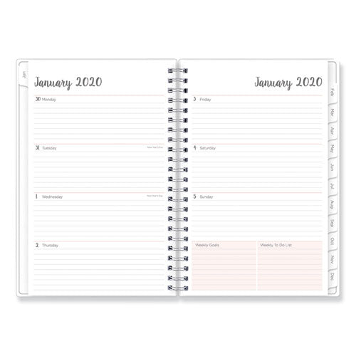Joselyn Weekly-monthly Wirebound Planner, 8 X 5, Light Pink-peach-black, 2021