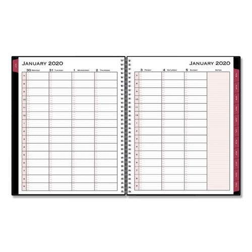 Classic Red Weekly-monthly Appointment Book, 15-min Time Slots (mon-sun), 11 X 8.5, Black Cover, 2021
