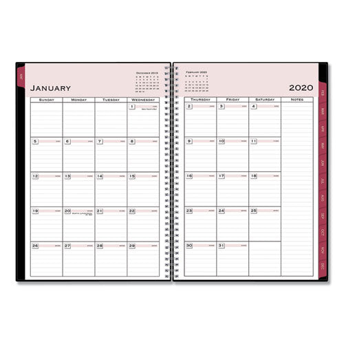 Classic Red Monthly Planner, 11.88 X 7.88, Black Cover, 2021