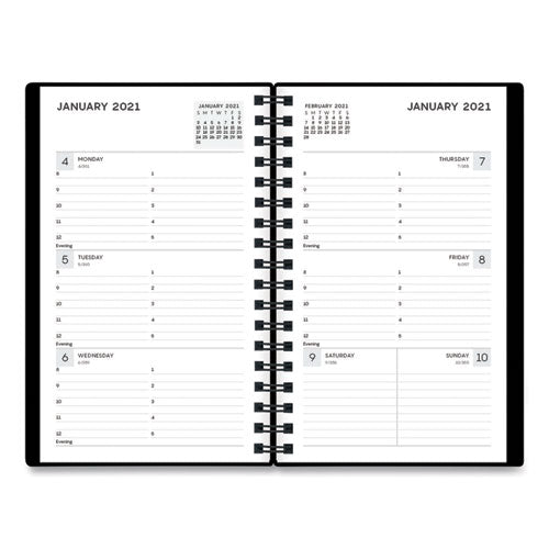 Aligned Weekly Contacts Planner, 6 X 3.5, Black, 2021