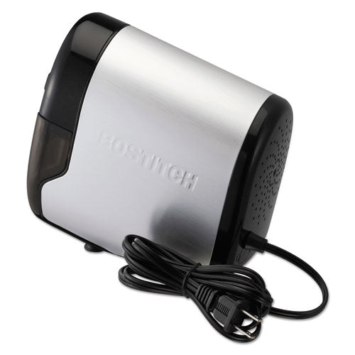 Quietsharp Glow Classroom Electric Pencil Sharpener, Ac-powered, 6.13" X 10.69" X 9", Silver-black