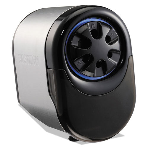 Quietsharp Glow Classroom Electric Pencil Sharpener, Ac-powered, 6.13" X 10.69" X 9", Silver-black