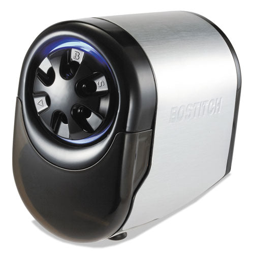 Quietsharp Glow Classroom Electric Pencil Sharpener, Ac-powered, 6.13" X 10.69" X 9", Silver-black