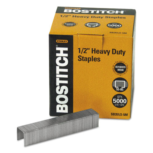 Heavy-duty Premium Staples, 0.5" Leg, 0.5" Crown, Steel, 5,000-box